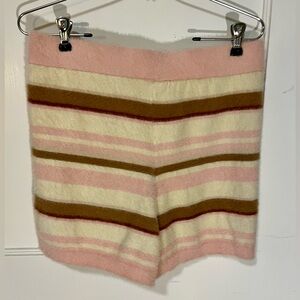 Charlie Holiday High Waist Striped Shorts - Pink, Cream, and Brown
